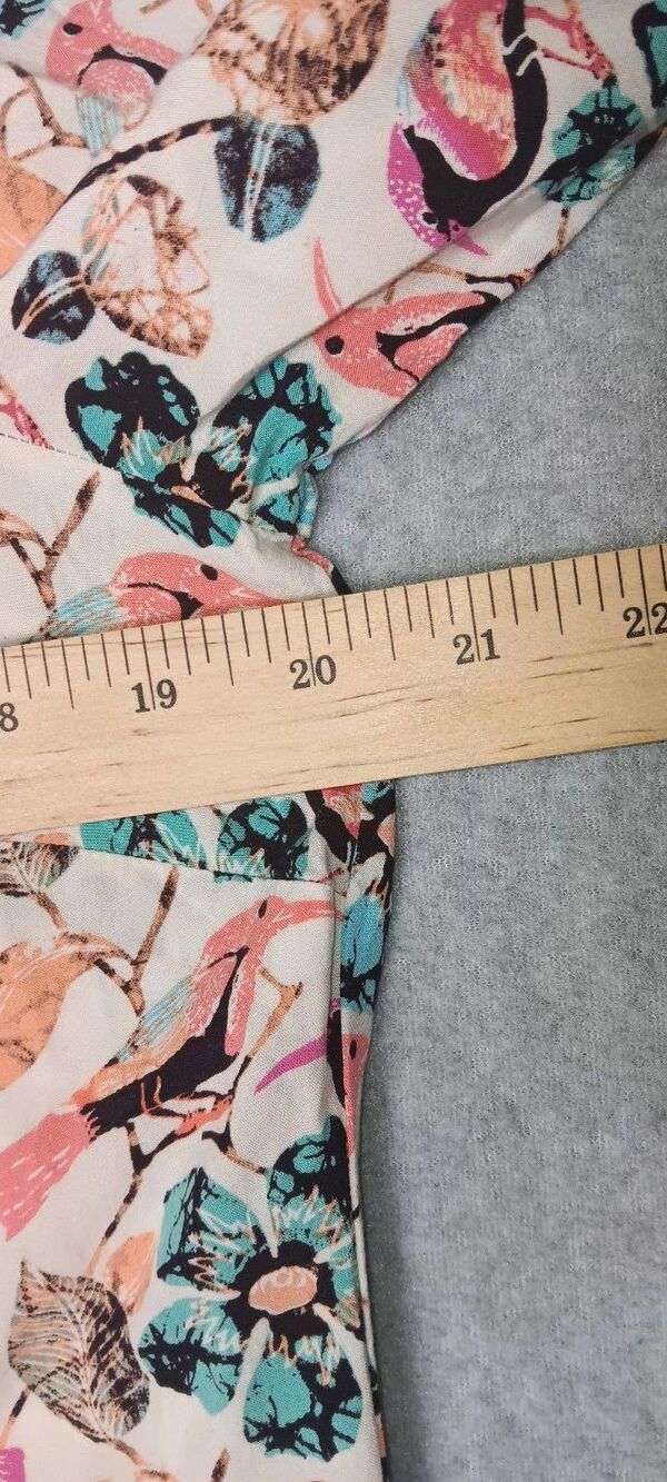 Talbots Long Roll Tab Sleeve Button Up M Floral Bird Print Artsy Career Casual - Picture 8 of 12